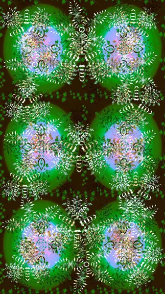 Raster Noel soyut renkli arka plan ve düşen kar tanesi. Noel süslemeleri ve Noel süslemeleri.