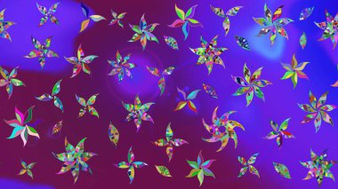 Egzotik çiçekler, mor renkler üzerine botanik parlak klasik doğa. Raster illüstrasyonu. Klasik tropikal doğal elementlerin suluboya seti.