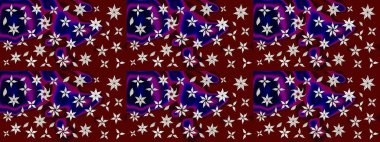 Suluboya çiçekli çiçek deseni. Raster illüstrasyonu. Kırmızı renkte Asyalı tekstil.