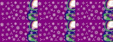 Mor renkli etnik çiçekli zarif eskiz deseni. Raster Çiçek İllüstrasyonu güzel tekstil..