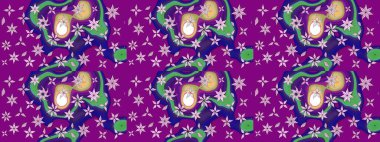 Küçük çiçekteki sevimli çiçek deseni. Soyut çiçek çizim kalıbı arka planı. Raster deseni. Raster illüstrasyonu. Mor renklerde.