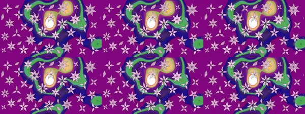 Küçük çiçekteki sevimli çiçek deseni. Soyut çiçek çizim kalıbı arka planı. Raster deseni. Raster illüstrasyonu. Mor renklerde.