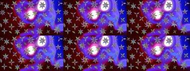 Raster illüstrasyonu. Mor renklerde. Çiçekli güzel suluboya desen.