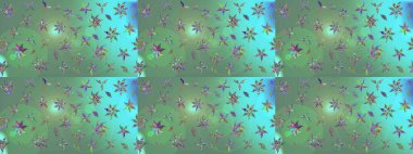 Raster illüstrasyonu. Yeşil renklerde. 3D çiçekler, çizim.