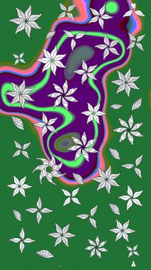 Renkli Yaz Temalı eskiz kalıbı. Sevimli çiçek raster deseni. Modaya uygun kumaş deseni. Düz Çiçek Elementleri Tasarımı.