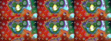 Raster illüstrasyonu. Çiçekli, yapraklı, çiçek desenli eskiz. El çizimi.