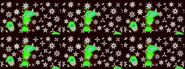 Renkli Yaz Temalı eskiz kalıbı. Siyah renkli çiçekler. Raster Illustrasyon 'daki Çiçek Deseni' nin son moda çizimi. Düz Çiçek Elementleri Tasarımı.