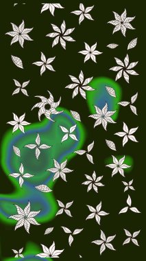 Çiçekli karalama şeklinde Raster çiçek deseni. Gri renkli çiçekler. Nazik, narin çiçek arkaplanı.