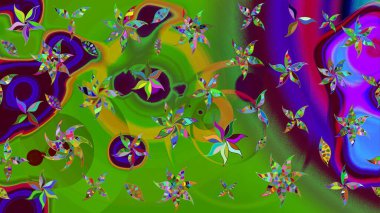 Güzel kumaş deseni. Düz Çiçek Elementleri Tasarımı. Raster illüstrasyonundaki çiçek desenli çizim. Renkli Bahar Teması çizim şablonu.