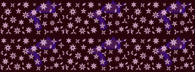 Raster Çiçek İllüstrasyonu güzel tekstil. Kahverengi renkli etnik çiçeklerle zarif bir eskiz deseni..