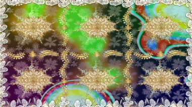 Tarafsız renklerde, altın elementlerle kusursuz klasik desen. Noel, kar tanesi, yeni yıl 2019.