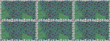 Moda Kumaşı Tasarımı. Elle çizilmiş illüstrasyon. Mavi ve yeşil renkli resimler. Şirin kelebeklerin kusursuz desenleri. Raster..