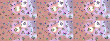 Raster illüstrasyonu. Asya tekstil tarzında. Çiçek desenli çizim. Raster illüstrasyonu. Tarafsız renklerde çiçekler.