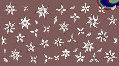 El çizimi. Çiçekler, dallar, bitkiler ve çiçekler. Raster illüstrasyonu. Güzel kumaş deseni.