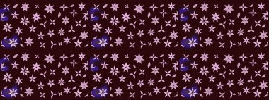 Raster düz çiçek çizim deseni. Kahverengi renkli çiçekler. Tasarım hediye paketi, tebrik kartları, posterler ve afiş tasarımı.