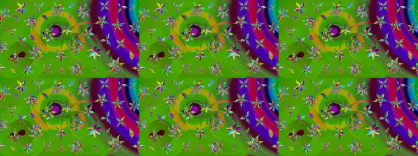 Kumaş desenli papatya çiçeği detayı. Yeşil renkte çiçekler.