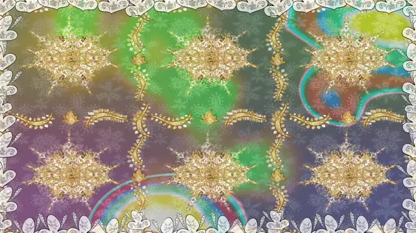 Raster altın pürüzsüz desen. Düz elle çizilmiş klasik koleksiyon. Altın elementlerle nötr renklerde altın desen. Arkaplan, kumaş, altın duvar kağıdı.