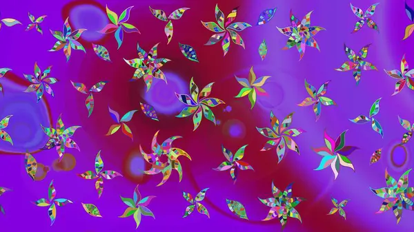 Renkli Bahar Teması eskiz kalıbı. Düz Çiçek Elementleri Tasarım Raster illüstrasyonu. Çiçek desenli eskiz. Mor renkte çiçekler.