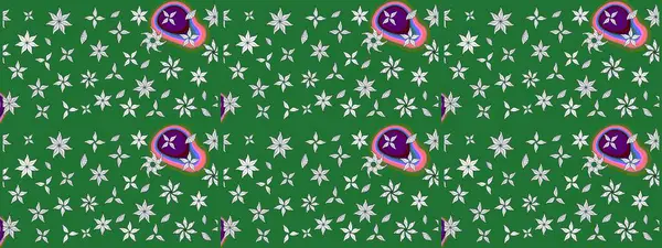 Raster illüstrasyonundaki çiçek desenli çizim. Yeşil renkli çiçekler. Renkli Bahar Teması eskiz kalıbı. Düz Çiçek Elementleri Tasarımı.