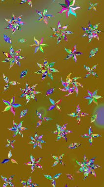 Çiçekler suluboya tarzında kahverengi renkte. Raster illüstrasyonunda çiçek deseni çizimi.