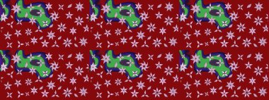 Düz Çiçek Elementleri Tasarımı. Süslü kumaş deseni. Raster illüstrasyonundaki çiçek desenli çizim. Renkli Bahar Teması çizim şablonu.