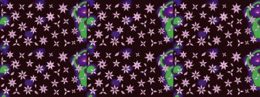 Raster illüstrasyonu. Küçük çaplı çiçeklerdeki basit şirin desenler. Tekstil veya kitap kapakları, imalat, duvar kağıtları, baskı, hediye paketi ve yapıştırma kitabı için çiçek eskiz geçmişi.