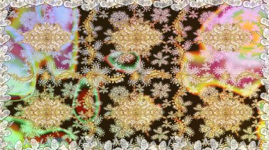 Raster oryantal süs. Kahverengi renklerde, altın elementlerle kusursuz desen. Kusursuz altın desen.