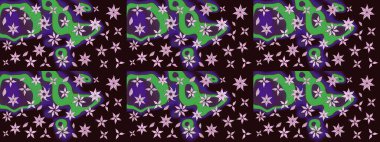 Raster illüstrasyonundaki çiçek desenli çizim. Güzel kumaş deseni. Düz Çiçek Elementleri Tasarımı. Renkli Bahar Teması çizim şablonu.