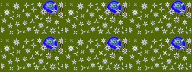 Çiçekli karalama şeklinde Raster çiçek deseni. Nazik, sevimli çiçek arkaplanı. Yeşil renkte çiçekler.