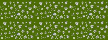 Çiçek süslemeli çizim deseni. Yeşil renkli çiçekler. Raster illüstrasyonu.