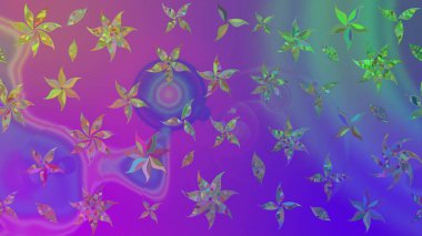 Düz Çiçek Elementleri Tasarımı. Renkli Bahar Teması eskiz kalıbı. Mor renkli çiçekler. Sevimli çiçek raster deseni.