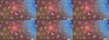 Düz Çiçek Elementleri Tasarımı. Renkli Bahar Teması eskiz kalıbı. Güzel kumaş deseni. Raster illüstrasyonunda çiçek deseni çizimi.