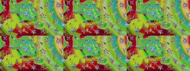 Düz Çiçek Elementleri Tasarımı. Yeşil renkli çiçekler. Renkli Bahar Teması eskiz kalıbı. Sevimli çiçek raster deseni.