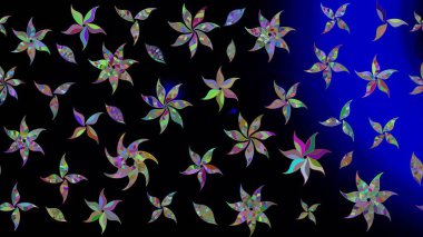 Siyah renkli çiçek desenli eskiz. Suluboya tarzında siyah renkte çiçekler.