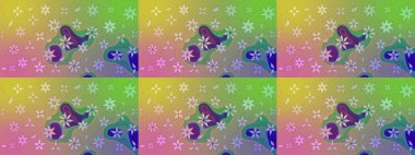 Düz Çiçek Elementleri Tasarımı. Asya tekstil tarzında. Yeşil renkli çiçekler. Renkli Bahar Teması eskiz kalıbı. Çiçek desenli çizim. Raster illüstrasyonu.