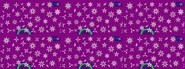 Düz Çiçek Elementleri Tasarım Raster illüstrasyonu. Mor renkli çiçekler. Renkli Bahar temalı eskiz kalıbı. Çiçekli çiçek deseni, suluboya..