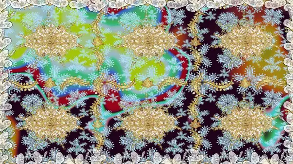 Paisleys zarif çiçek desenli arkaplan duvar kâğıdı çizimi klasik stil, modern 3D çizgili sanat eseri altın ve nötr desenli çiçek yaprakları ve süslemeleri..