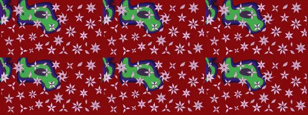 Düz Çiçek Elementleri Tasarımı. Süslü kumaş deseni. Raster illüstrasyonundaki çiçek desenli çizim. Renkli Bahar Teması çizim şablonu.