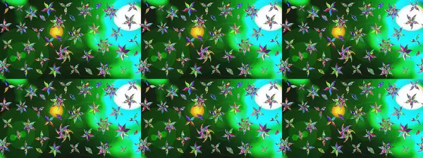 Raster çiçek desenli çiçek deseni, yapraklar, dekoratif elementler, sıçrama, lekeler, el çizimi kontur çizgileri ve Doodle çizim stili, grafik raster çizim çizimi.