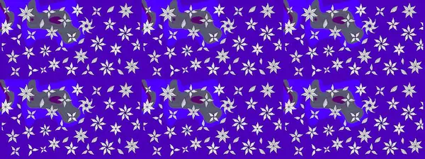 Raster illüstrasyonundaki çiçek desenli çizim. Mor renkte çiçekler.