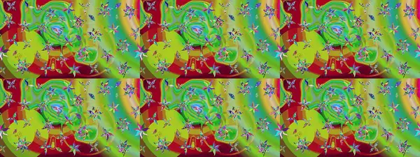 Düz Çiçek Elementleri Tasarımı. Yeşil renkli çiçekler. Renkli Bahar Teması eskiz kalıbı. Sevimli çiçek raster deseni.