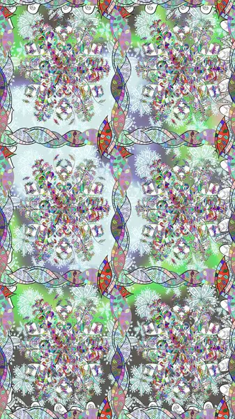 Raster illüstrasyonu. Eski usul. Kusursuz bir geçmişi var. Miles Fleur, süslü püslü bir süs. Tomurcukları papatya çiçekleri olan sevimli bir çiçek deseni. Kumaş, tekstil ve duvar kağıdı baskısı için..