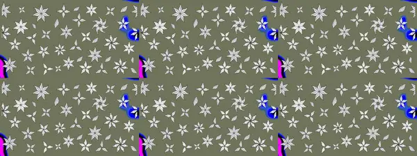 Tekrarlayan çiçek arkaplanı, zarif yeşil çiçek duvar kağıdı. Yeşil renkler üzerine çiçek desenli çizimler, el yapımı papatyalar, papatyalar..