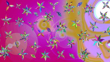 Raster illüstrasyonundaki çiçek desenli çizim. Mor renkte çiçekler.