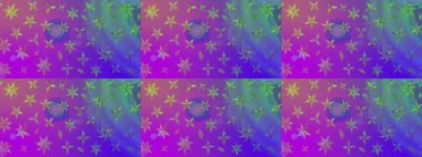 Mor renkli çiçekler. Tropik çiçek desenleri. Raster illüstrasyonu.