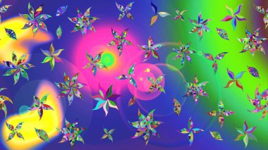 Yumuşak, bahar çiçekli arka plan. Çiçekli karalama şeklinde Raster çiçek deseni. Mavi renkte çiçekler.