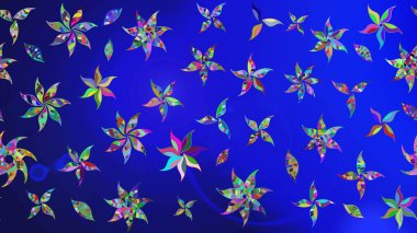 Düz Çiçek Elementleri Tasarımı. Güzel kumaş deseni. Güzel eskiz şekli. Yazdır. Renkli Yaz Temalı eskiz kalıbı. Raster çiçekli arka plan.