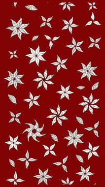 Soyut etnik raster çizim kalıbı. Arkaplan dokusu, duvar kağıdı, kırmızı renkli çiçek teması. Kabile sanatı boho baskısı, klasik çiçek arkaplanı.