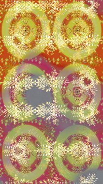 Raster illüstrasyonu. Tarafsız, sarı ve bej renkli şirin tekstil tarzında. Çiçek arkaplan. Renkli çizim kalıbı. Çiçek duvar kağıdı.