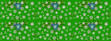 3D çiçekler, eskiz. Raster illüstrasyonu. Yeşil renklerde.